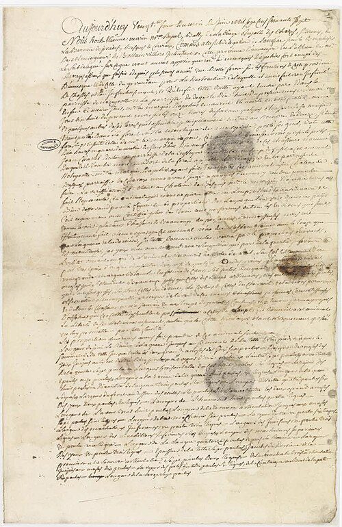 18世紀の手書きの文書の1ページ目