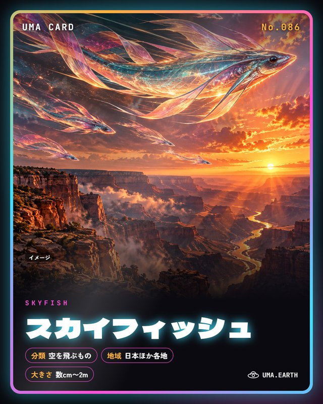 UMAカード No.086 スカイフィッシュ(イメージ)